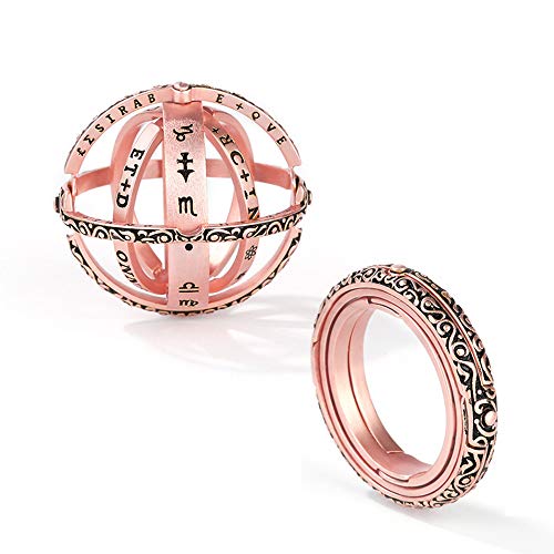 Gnoce Astronomische Kugel Ringe Sterling Silber "Sterne betrachten" Gelbgoldringe Verlobungsring Geschenk fur Damen Freundin Herren (Roségold, 56 (17.8)) von GNOCE