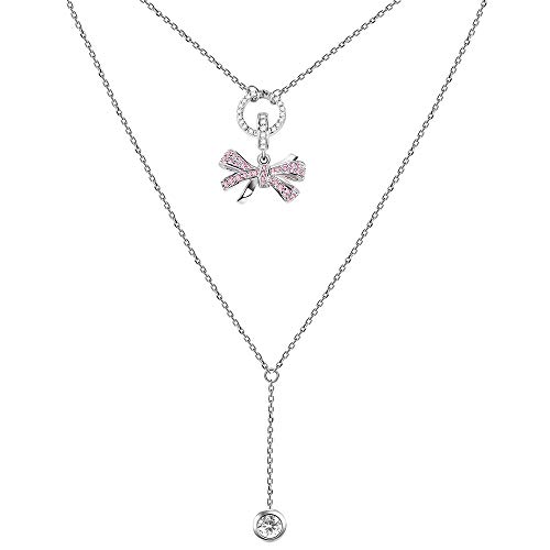 Gnoce Bogen Halskette aus 925er Sterlingsilber mit klaren Schillernde Zirkonia Steinen Unendliche Liebe Kette Mode Schmuck Geschenk für Frauen Mädchen von GNOCE