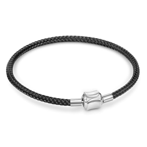 GNOCE Charm Perle Rotes Basic Armband mit 2 Stück Stopper Charm-Armband für Teenager-Mädchen Frauen Schmuck Valentinstag Muttertagsgeschenk (19, Schwarz) von GNOCE