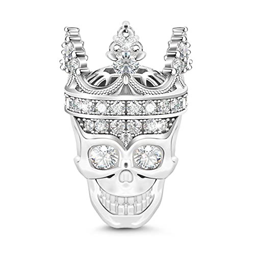 GNOCE Schädel Perlen Charm Anhänger 925 Sterling Silber Bead Charms Zirkonia Charm Schmuck für alle Armbänder Halsketten Geschenke Bijouterie für Halloween Damen Männer von GNOCE