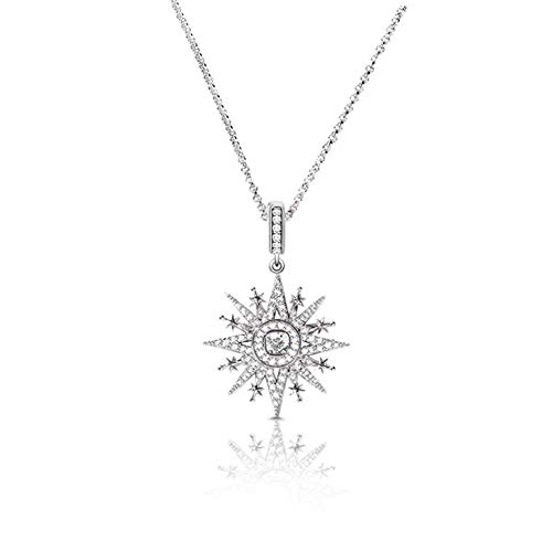 Gnoce Damen-Kette mit Anhänger Achtzackige Sternenkette 925 Sterlingsilber "Royalty Star" Anhänger Halsketten Schmuck Geschenk für Damen von GNOCE