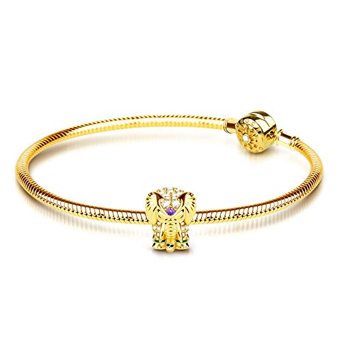 Gnoce "Glücklicher Elefant" Thai Elephant Charm Armband 18k Gold überzogen mit Cz Sterling Silber (18) von GNOCE