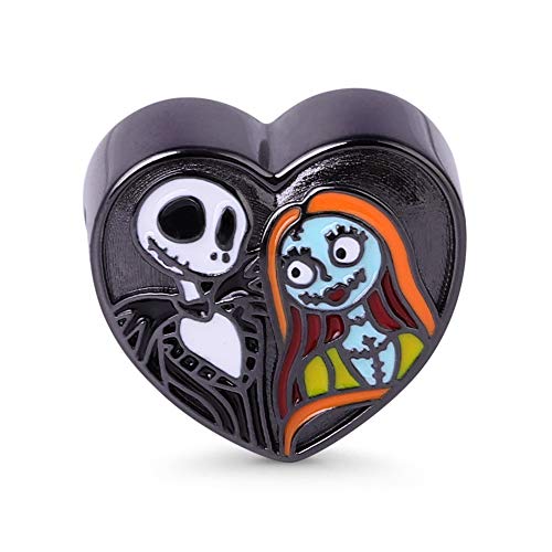 Gnoce Gotische Liebe Schwarz Schädel Braut Charm Bead Herzförmiges Beads Charm Sterling Silber Passt Armbänder und Halsketten Halloween Geschenk für Frauen Mädchen Herren von GNOCE