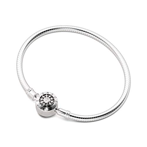 Gnoce Klassisches Charm Armband mit Runder Verschluss Schließe 925 Sterlingsilber "Der Moment, den ich Sie treffe" Elegantes Schlangenkette für Damen Herren (3Silber, 18) von GNOCE