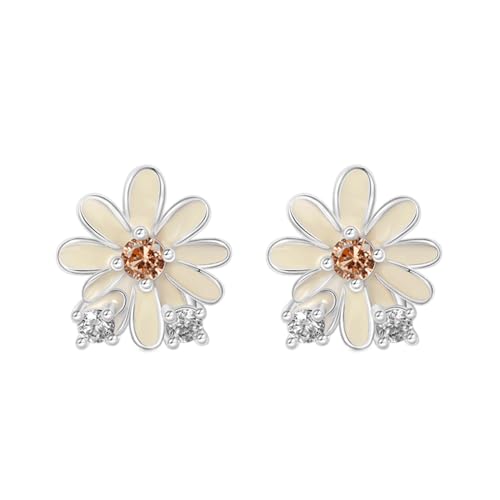 Gnoce Ohrringe Geburtstagsblume Narcissus Ohrstecker 925 Sterling Silber Rose Gold Creolen Ohrringe mit Zirkonia Mode Tropfen Ohrringe Schmuck für Frauen Mädchen (Gänseblümchen) von GNOCE