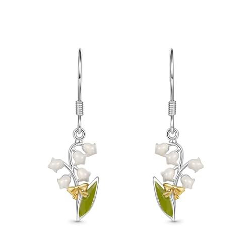 Gnoce Ohrringe Geburtstagsblume Narcissus Ohrstecker 925 Sterling Silber Rose Gold Creolen Ohrringe mit Zirkonia Mode Tropfen Ohrringe Schmuck für Frauen Mädchen (Maiglöckchen) von GNOCE