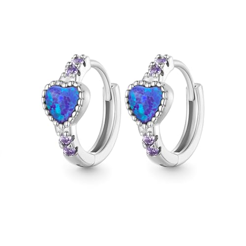 Gnoce Ohrringe Lila Aussie-Edelstein Ohrringe Damen 925 Sterling Silber Ohrringe Klapp-Creolen Ohrringe mit Zirkon Steinen Geschenke für Mädchen Frau Freundin (Lila) von GNOCE