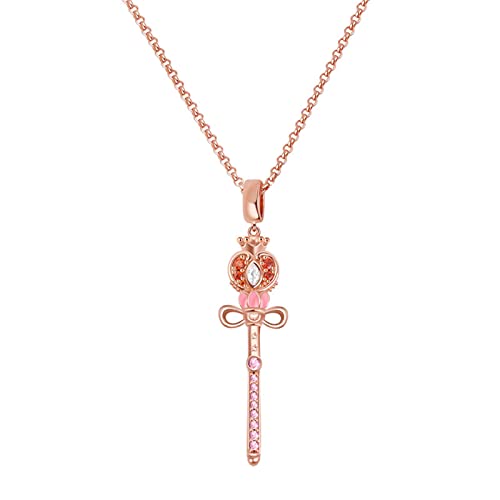 Gnoce Sailor Moon Zauberstab Halskette Sterling Silber "Triumph über das Böse" 18K Rose Gold Damen-Kette mit Anhänger Halsketten Schmuck Geschenk für Damen von GNOCE