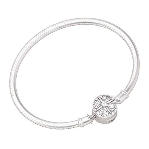 GNOCE Sterlingsilber Vierblättriges Kleeblattarmband Lucky You Schlangenkette Charm Bettelarmband mit Schließe für Damen Herren (16) von GNOCE