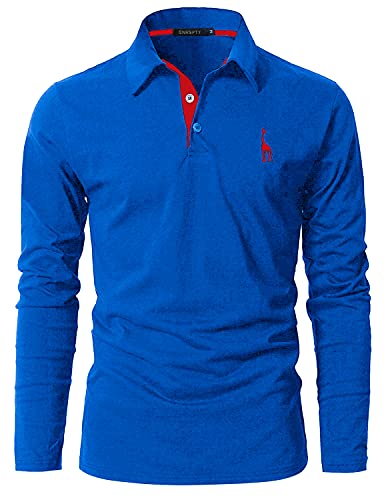 GNRSPTY Poloshirt Herren Slim Fit Langarm Stickerei Baumwolle T-Shirts Golf Poloshirts,Blau 1,M von GNRSPTY