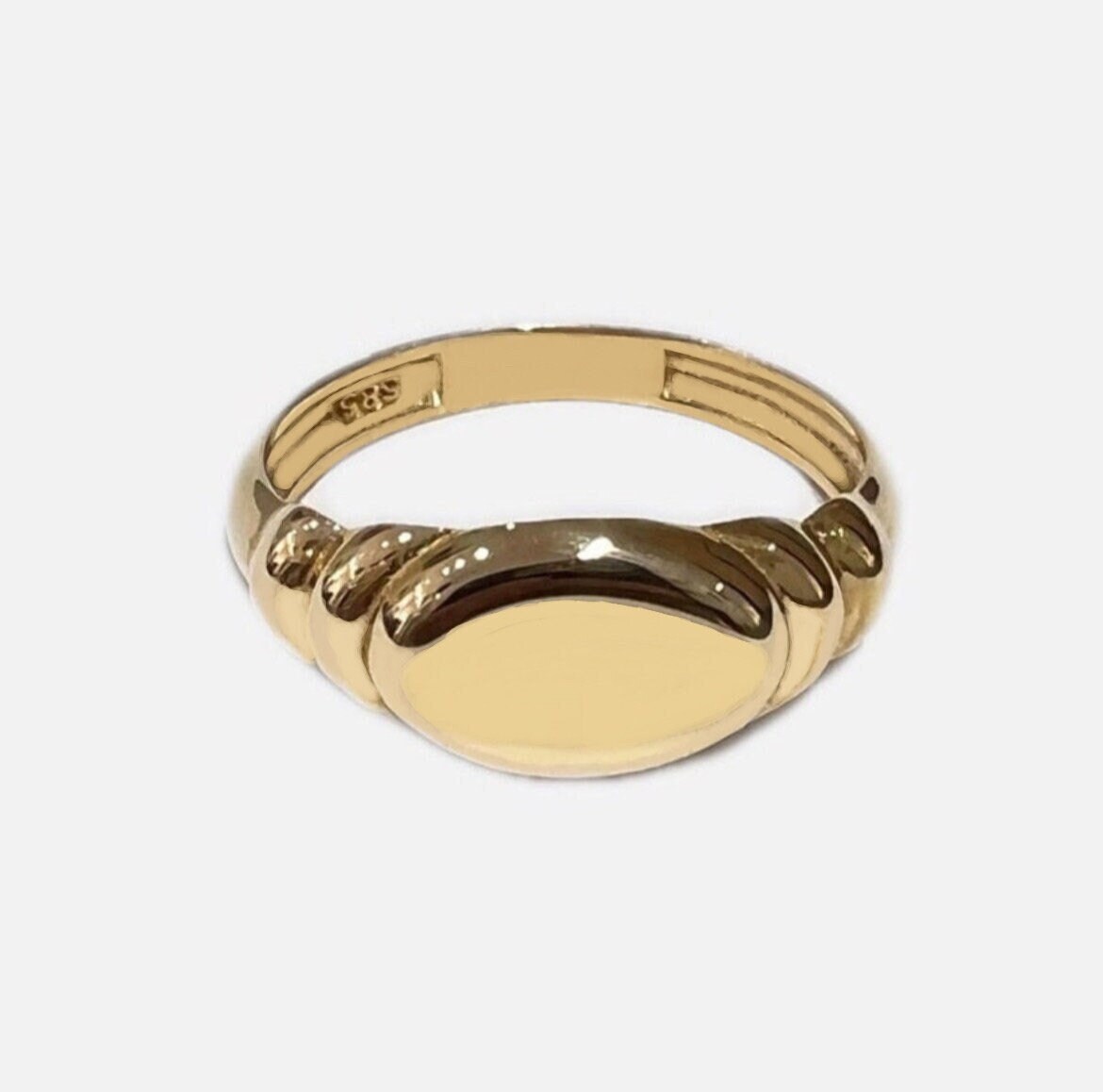 14K Solid Gold Oval Siegelring Für Frauen/statement Ring Geschenke Mama Muttertagsgeschenk von GNYJEWELLERY