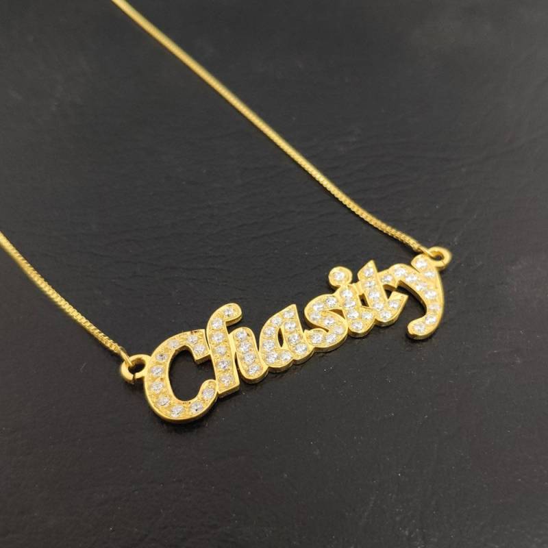 Funkelnde Diamant Halskette, Namen Personalisierte Sterling Silber Halskette von GNhandmadeDesign