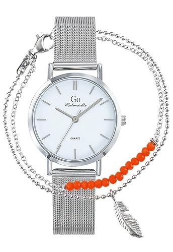 Go Girl Damen-Armbanduhr, Milanesischer Stahl + silberfarbenes Armband 694617 von GO Girl Only
