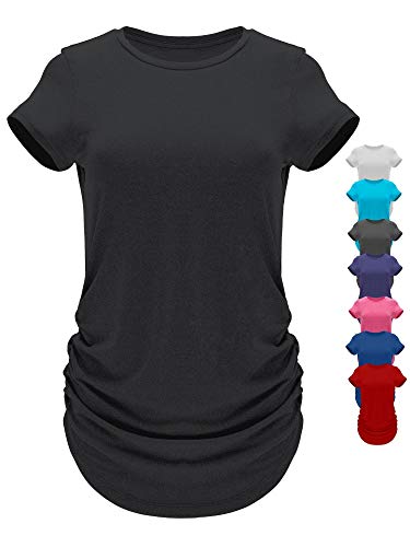 GO HEAVY Damen Multifunktions Fitness Sport T-Shirt Kurzarm Yoga Gym Sportshirt Crew-Neck Atmungsaktiv Schwarz XL von GO HEAVY