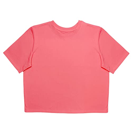 GO HEAVY Damen Short Shirt Crop Top Kurzarm Sportshirt (M, Shiny Pink) von GO HEAVY