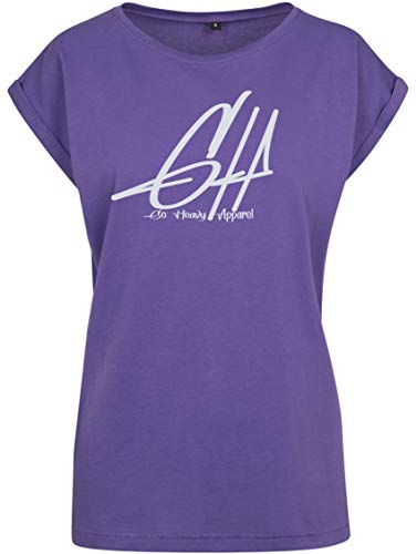 GO HEAVY Oversize Frauen Fitness Work-Out T-Shirt | Kurzarm Yoga Gym Sportshirt | Aufdruck Graphic | Violett M von GO HEAVY