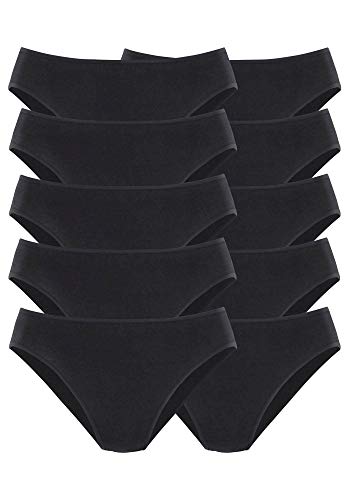 Go In Damen Slips Bikinislips | 10 Stück (36-38, 10 x schwarz) von GO IN