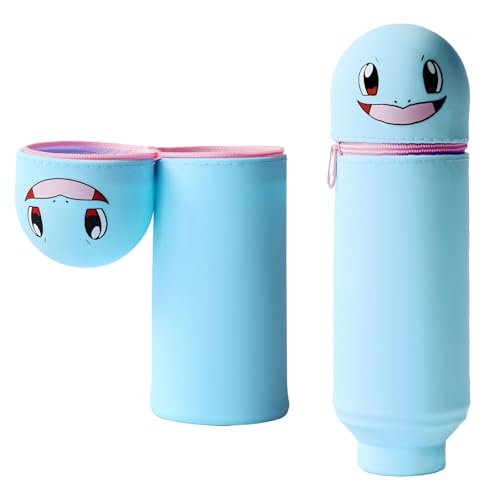 GOACRS Federmäppchen, Federtasche aus Weichem Silikon, Schlampermäppchen und Stifteköcher 2 in 1, Kawaii Stiftemäppchen Kleine Stiftehalter Cartoon Stiftetui, Blau Stiftetasche für Kinder Teenager von GOACRS