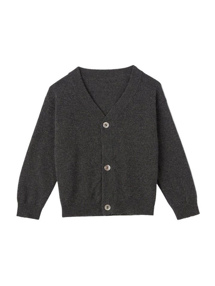 GOBI Cashmere Cardigan Kids Cashmere V-neck Cardigan-charcoal-age 5-6-KK26-75 von GOBI Cashmere
