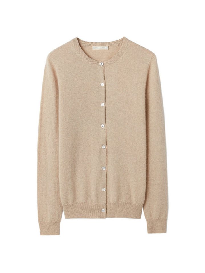 GOBI Cashmere Cardigan Naturfarbe R-Ausschnitt Kaschmirstrickjacke von GOBI Cashmere