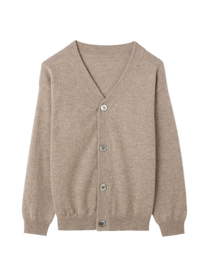 GOBI Cashmere Cardigan Naturfarbe Strickjacke mit V-Ausschnitt für Kinder von GOBI Cashmere