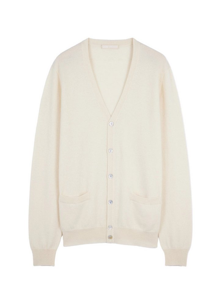 GOBI Cashmere Cardigan Naturfarbe V-Ausschnitt Kaschmir Strickjacke mit Knöpfen von GOBI Cashmere