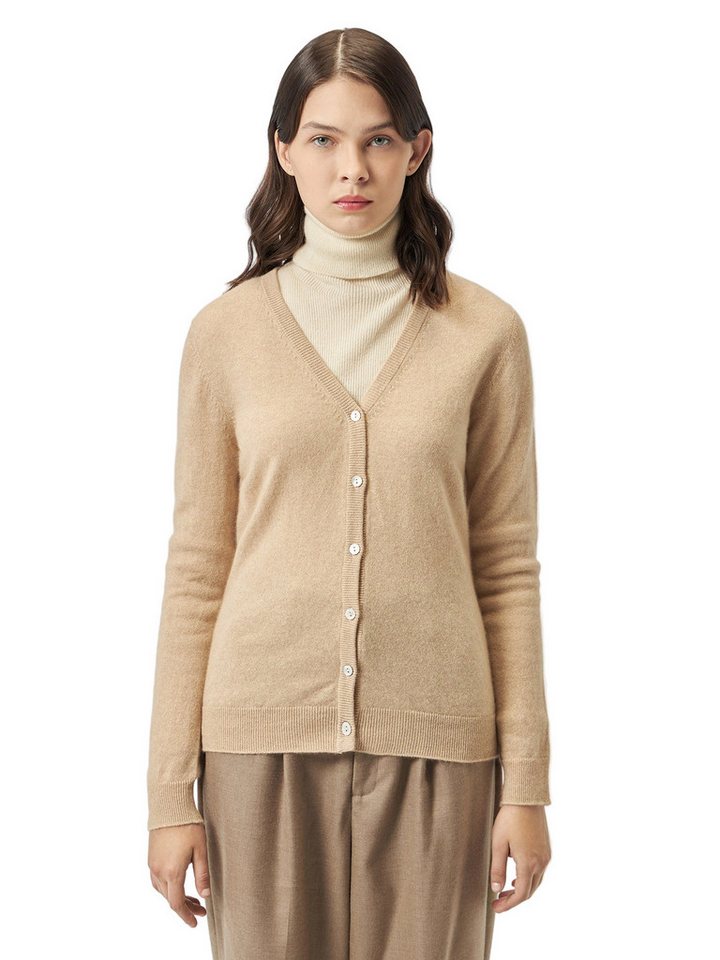 GOBI Cashmere Cardigan Naturfarbe V-Ausschnitt Kaschmirstrickjacke von GOBI Cashmere