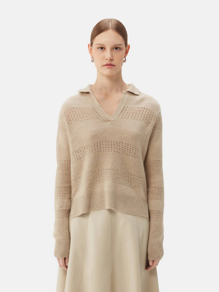 GOBI Cashmere Polokragenpullover Naturfarbe Kaschmir Polo mit gemischtem Muster von GOBI Cashmere