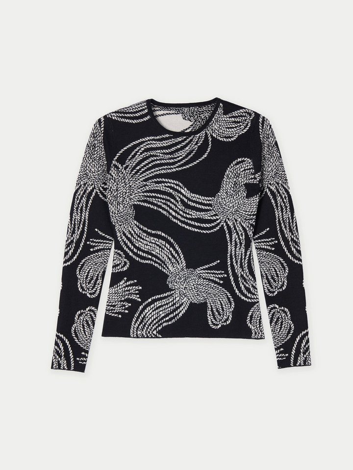 GOBI Cashmere Rundhalspullover Kaschmir-Seiden-Pullover mit Seilknoten-Print von GOBI Cashmere