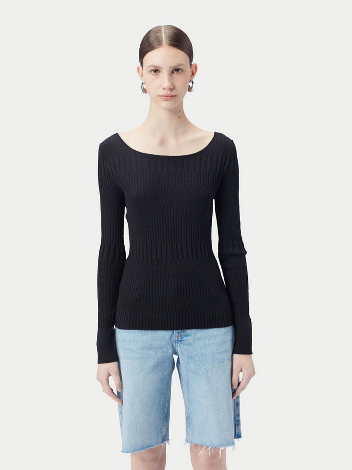 GOBI Cashmere Rundhalspullover Rippenpullover aus Baumwoll-Seiden-Kaschmir-Mischung von GOBI Cashmere