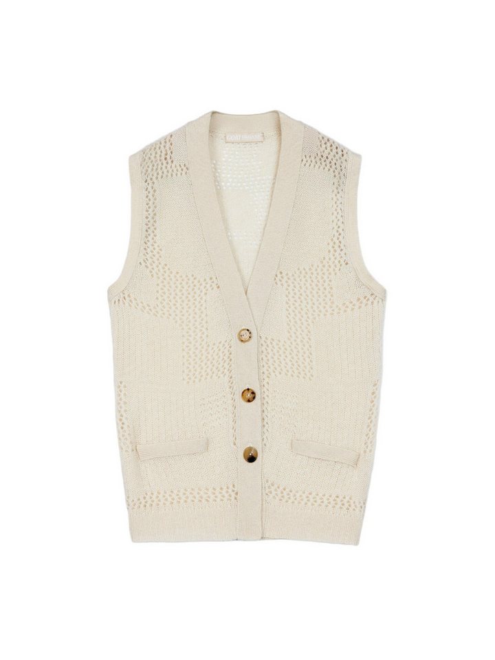 GOBI Cashmere Strickweste Naturfarbe Kaschmirweste mit gemischten Mustern von GOBI Cashmere