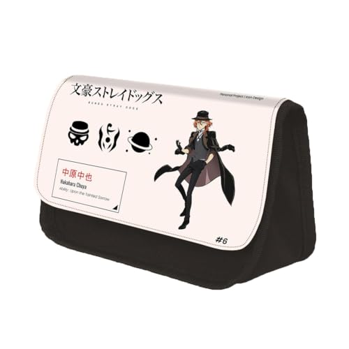 GOBIWM Bungo Stray Dogs Federmäppchen, große Kapazität, doppellagig, mit Reißverschluss, für Mädchen, Jungen, Studenten, Stifte-Tasche für Schule, Bürobedarf, Typ 6, 22*7.5*13CM, Modern von GOBIWM