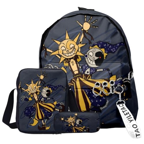 GOBIWM FNAF Rucksack-Set, 3-teilig, Schülerbedarfsset, 3D-Druck, Schultasche, Sicherheitsverletzung, einzelne Umhängetasche, Federmäppchen für Jungen, Mädchen, Schüler, Typ 1, Einheitsgröße, Modern von GOBIWM