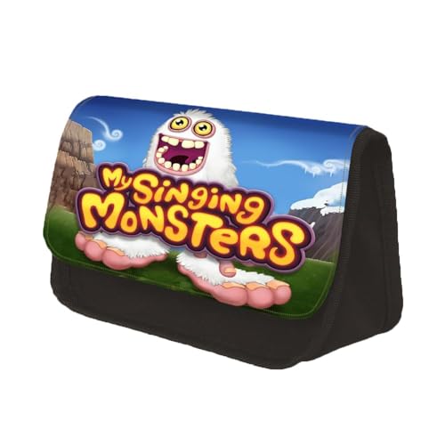 GOBIWM My Singing Monster Schreibwaren Tasche Cartoon Print große Kapazität Federmäppchen Polyester koreanische Version Double Layer Pencil Case (Type1, 22 * 7.5 * 13CM) von GOBIWM