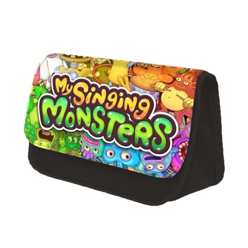 GOBIWM My Singing Monster Schreibwaren Tasche Cartoon Print große Kapazität Federmäppchen Polyester koreanische Version Double Layer Pencil Case (Type2, 22 * 7.5 * 13CM) von GOBIWM