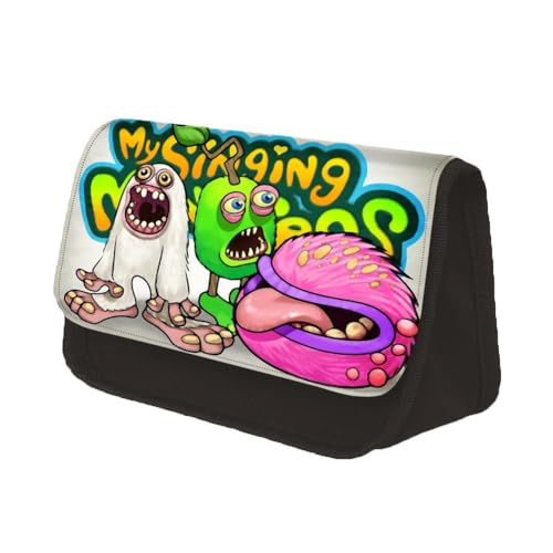 GOBIWM My Singing Monster Schreibwaren Tasche Cartoon Print große Kapazität Federmäppchen Polyester koreanische Version Double Layer Pencil Case (Type3, 22 * 7.5 * 13CM) von GOBIWM