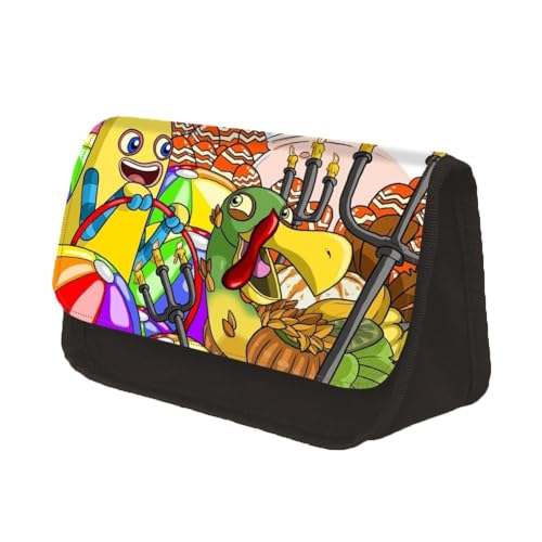 GOBIWM My Singing Monster Schreibwaren Tasche Cartoon Print große Kapazität Federmäppchen Polyester koreanische Version Double Layer Pencil Case (Type5, 22 * 7.5 * 13CM) von GOBIWM