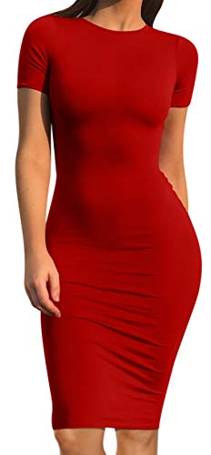 GOBLES Women's Short Sleeve Casual Bodycon Midi Elegant Cocktail Party Dress von GOBLES