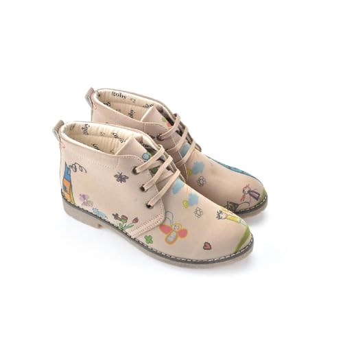 GOBY Stiefelette - Damenstiefel Mit Druck - Bequemes Design - langlebige Mehrfarbige Lackierung - Strapazierfähigkeit im Freien von GOBY