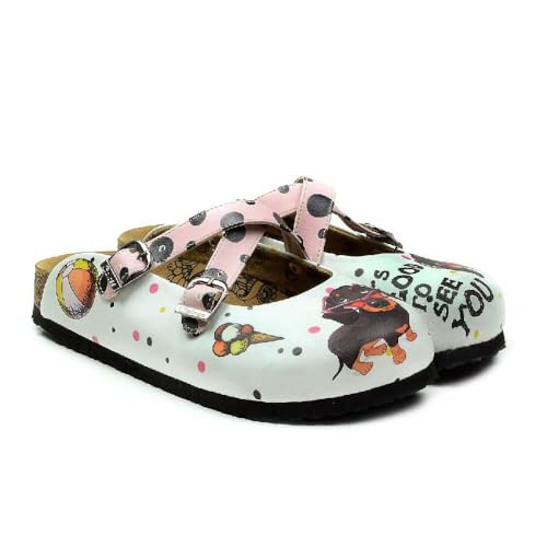GOBY Clogs Schuhe für Damen – Handgefertigte Premiumqualität - Mädchen- und Damenschuhe für den Alltag - Farbiger Druck - Bequem & Langlebig - Eva-Sohle – Grundschul-Zeichnungen von GOBY
