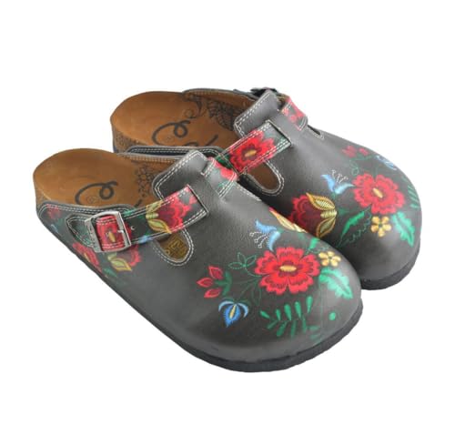 GOBY Clogs Schuhe für Damen – Handgefertigte Premiumqualität - Mädchen- und Damenschuhe für den Alltag - Farbiger Druck - Bequem & Langlebig - Eva-Sohle – Grundschul-Zeichnungen von GOBY
