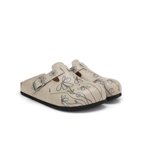 GOBY Clogs Schuhe für Damen – Handgefertigte Premiumqualität - Mädchen- und Damenschuhe für den Alltag - Farbiger Druck - Bequem & Langlebig - Eva-Sohle – Grundschul-Zeichnungen von GOBY