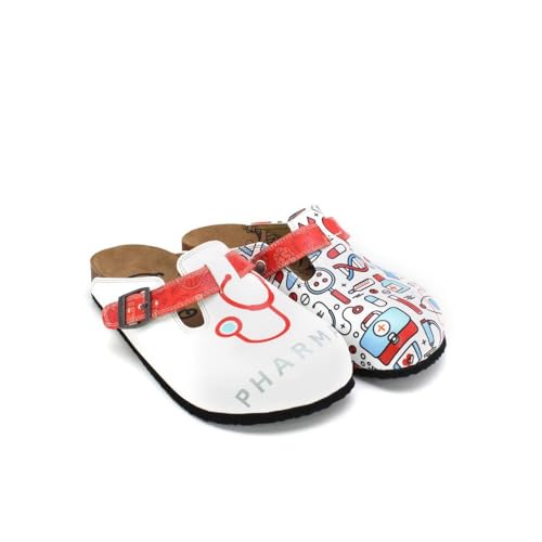 GOBY Clogs Schuhe für Damen – Handgefertigte Premiumqualität - Mädchen- und Damenschuhe für den Alltag - Farbiger Druck - Bequem & Langlebig - Eva-Sohle – Grundschul-Zeichnungen von GOBY