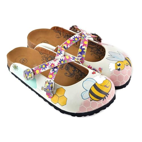 GOBY Clogs Schuhe für Damen – Handgefertigte Premiumqualität - Mädchen- und Damenschuhe für den Alltag - Farbiger Druck - Bequem & Langlebig - Eva-Sohle – Grundschul-Zeichnungen von GOBY
