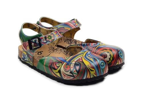 GOBY Clogs Schuhe für Damen – Handgefertigte Premiumqualität - Mädchen- und Damenschuhe für den Alltag - Farbiger Druck - Bequem & Langlebig - Eva-Sohle – Grundschul-Zeichnungen von GOBY