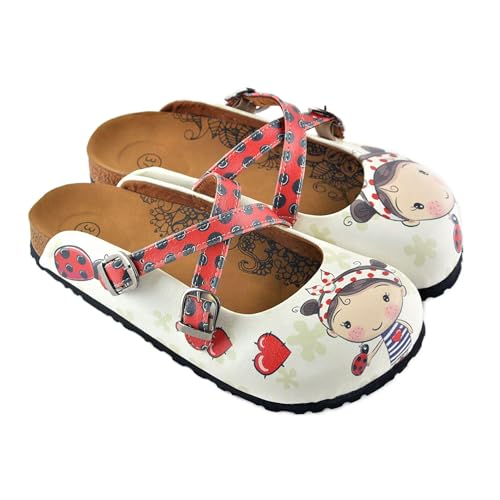 GOBY Clogs Schuhe für Damen – Handgefertigte Premiumqualität - Mädchen- und Damenschuhe für den Alltag - Farbiger Druck - Bequem & Langlebig - Eva-Sohle – Niedliches Mädchen von GOBY
