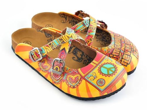 GOBY Clogs Schuhe für Damen – Handgefertigte Premiumqualität - Mädchen- und Damenschuhe für den Alltag - Farbiger Druck - Bequem & Langlebig - Eva-Sohle – Grundschul-Zeichnungen von GOBY