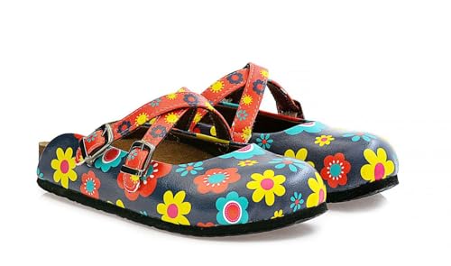 GOBY Clogs Schuhe für Damen – Handgefertigte Premiumqualität - Mädchen- und Damenschuhe für den Alltag - Farbiger Druck - Bequem & Langlebig - Eva-Sohle – Grundschul-Zeichnungen von GOBY