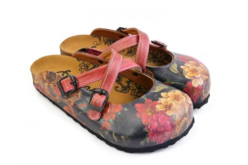 GOBY Clogs Schuhe für Damen – Handgefertigte Premiumqualität - Mädchen- und Damenschuhe für den Alltag - Farbiger Druck - Bequem & Langlebig - Eva-Sohle – Interessante Linien von GOBY