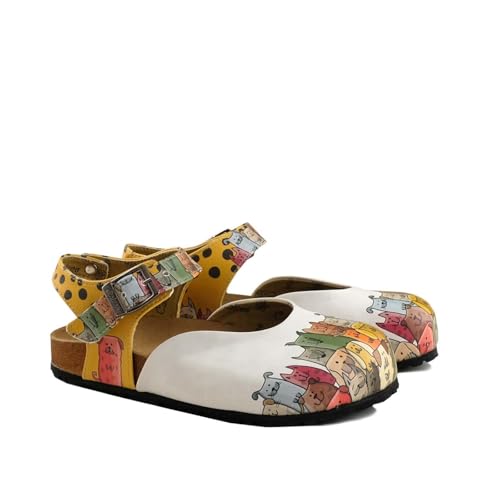 GOBY Clogs Schuhe für Damen – Handgefertigte Premiumqualität - Mädchen- und Damenschuhe für den Alltag - Farbiger Druck - Bequem & Langlebig - Eva-Sohle – Grundschul-Zeichnungen von GOBY